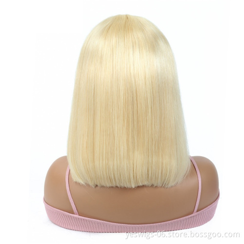 Wholesale 1b/613 Virgin Hair Short Bob Wig, Good Quality Peruvian Remy Hair 13*4 Lace Front Bob Wigs 9A 10A Blonde